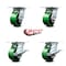 Service Caster 4 Inch Green Poly on Cast Iron Swivel Caster Set with Roller Bearings 2 Brakes SCC-35S420-PUR-GB-2-SLB-2 - alternate 5